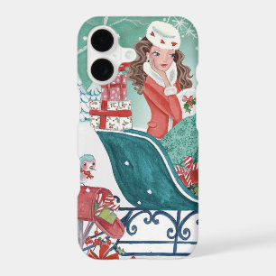 Cosy Christmas Girl Sleigh Winter Holiday