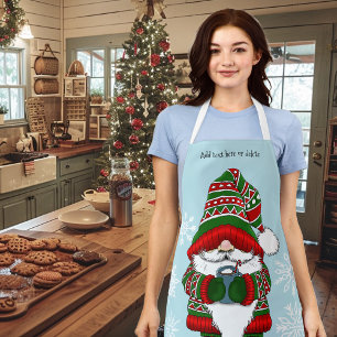 Cosy Christmas Gnome Red Green Winter Cute Apron