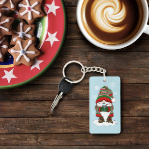 Cosy Christmas Gnome Red Green Winter Cute Key Ring