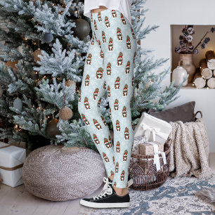 Cosy Christmas Gnome Red Green Winter Cute Leggings