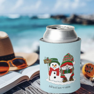 Cosy Christmas Gnome Snowman Winter Holiday Cute Can Cooler