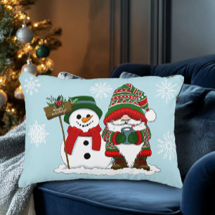 Cosy Christmas Gnome Snowman Winter Holiday Cute Decorative Cushion
