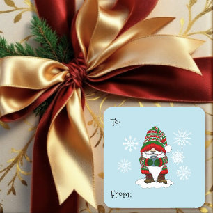 Cosy Christmas Gnome Snowman Winter Holiday Cute Square Sticker