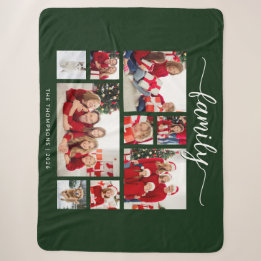 Cosy Christmas Holiday Family 9 Photo Collage Sherpa Blanket