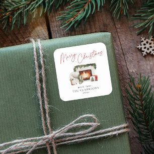 Cosy Christmas Holiday Square Sticker