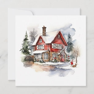 Cosy Christmas Houses with Snow Card