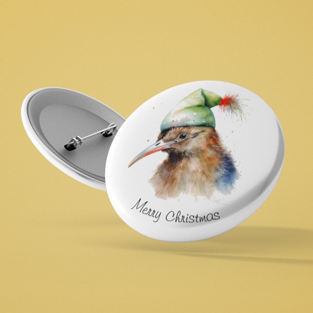 Cosy Christmas Kiwi, custom 6 Cm Round Badge (Creator Uploaded)