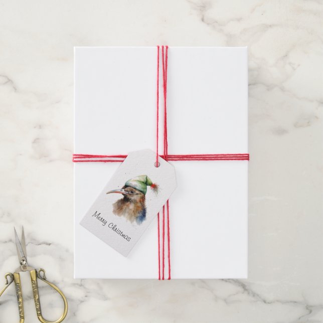Cosy Christmas Kiwi, custom Gift Tags (With Twine)