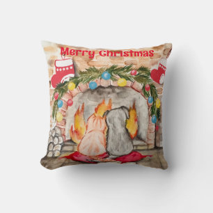 Cosy Christmas mantel with dog and cat Cushion