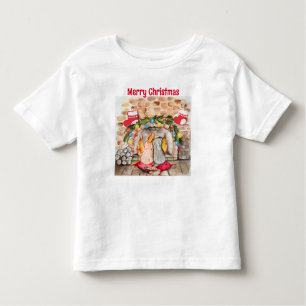 Cosy Christmas mantel with dog and cat Toddler T-Shirt