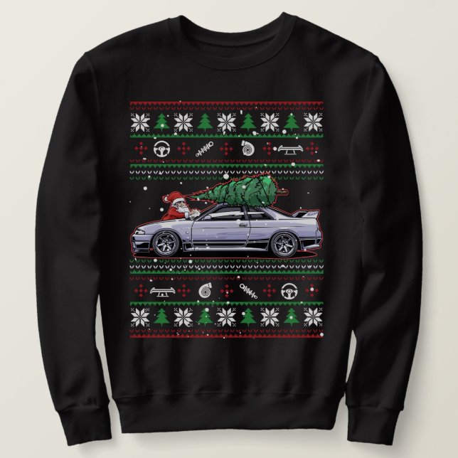 Cosy Christmas Nissan Skyline R33 GT-R Sweatshirt (Design Front)
