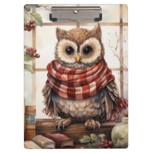 Cosy Christmas Owl Heartwarming Winter Cute Owl Clipboard