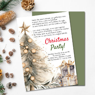 Cosy Christmas Party Xmas Tree Poem Invitation