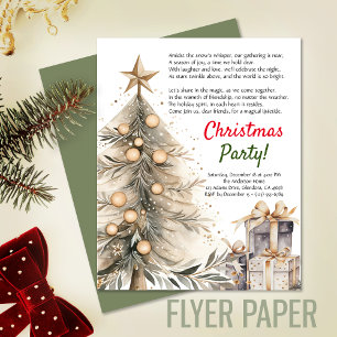 Cosy Christmas Party Xmas Tree   Poem Invitation Flyer