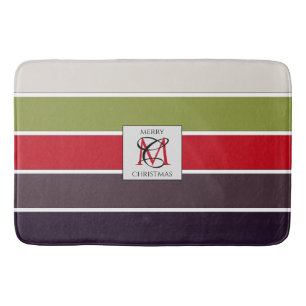 Cosy Christmas Pastel Colour Palette Monogram Bath Mat