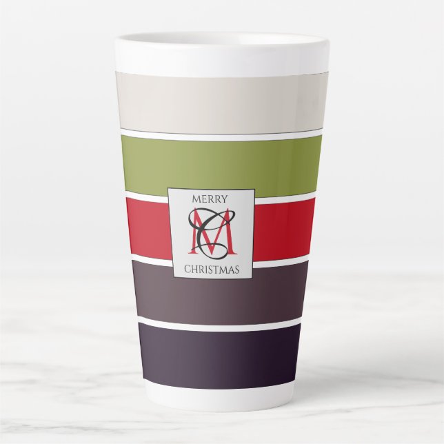 Cosy Christmas Pastel Colour Palette Monogram Latte Mug (Front)