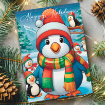 Cosy Christmas Penguin with Festive Scarf