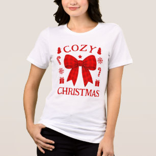 Cosy Christmas Red Gingham Bow Christmas Shirt