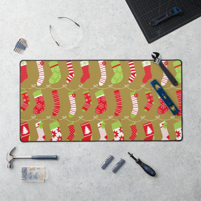 Cosy Christmas Retro Winter Socks Desk Mat (Workstation)