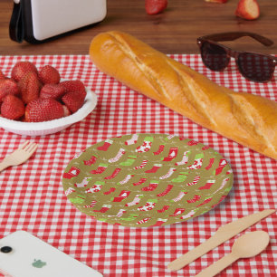 Cosy Christmas Retro Winter Socks Paper Plate