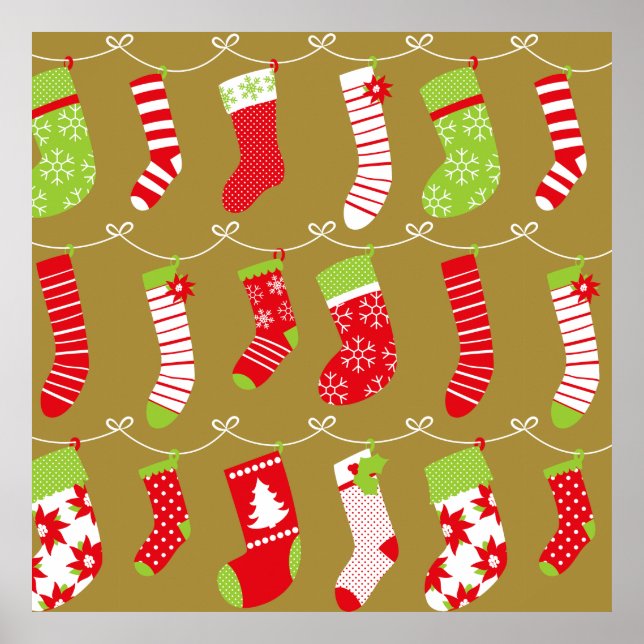 Cosy Christmas Retro Winter Socks Poster (Front)