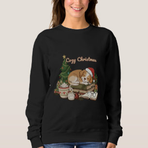 Cosy Christmas Sleeping Puppy & Books Vintage Sweatshirt