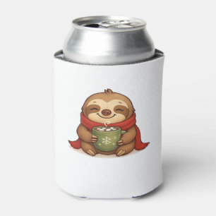 Cosy Christmas Sloth with Hot Chocolate � Cute Win Can Cooler