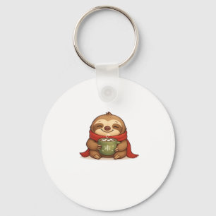 Cosy Christmas Sloth with Hot Chocolate � Cute Win Key Ring