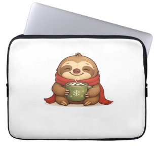 Cosy Christmas Sloth with Hot Chocolate – Cute Win Laptop Sleeve
