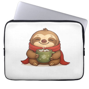 Cosy Christmas Sloth with Hot Chocolate � Cute Win Laptop Sleeve