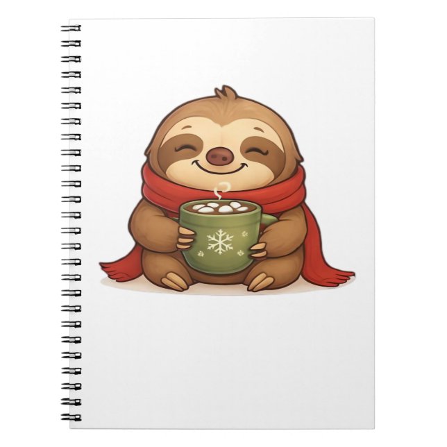 Cosy Christmas Sloth with Hot Chocolate � Cute Win Notebook (Front)
