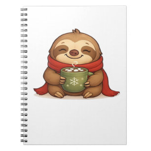 Cosy Christmas Sloth with Hot Chocolate – Cute Win Notebook