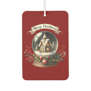 Cosy Christmas Snow Globe Cottage Scene Car Air Freshener