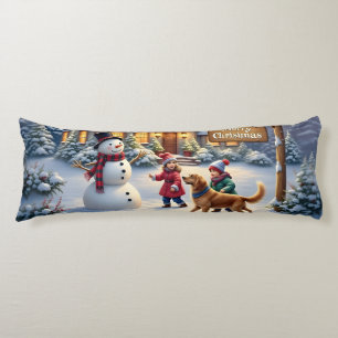 Cosy Christmas Snow Scene Art Body Cushion