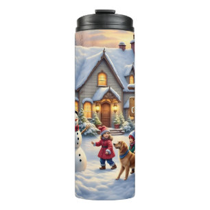 Cosy Christmas Snow Scene Art Thermal Tumbler