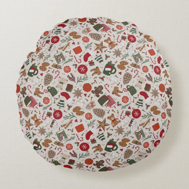 Cosy Christmas & Spice Round Cushion (Front)