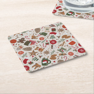 Cosy Christmas & Spice Square Paper Coaster