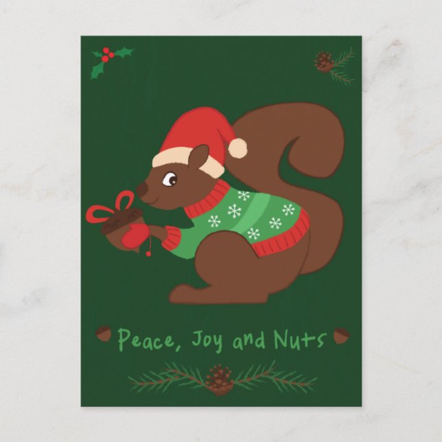 Cosy Christmas Squirrel Holiday Postcard (Front)