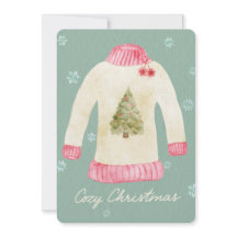 Cosy Christmas Sweater Watercolor Card - Writeable