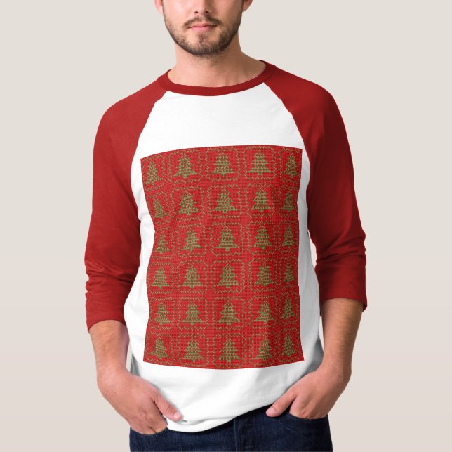 Cosy Christmas tree ugly sweater chequered pattern (Front)