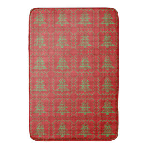 Cosy Christmas tree ugly sweater chequered pattern Bath Mat