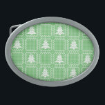 Cosy Christmas tree ugly sweater chequered pattern Belt Buckle<br><div class="desc">Pattern with Christmas ugly sweater and chequered pine</div>