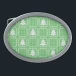 Cosy Christmas tree ugly sweater chequered pattern Belt Buckle<br><div class="desc">Pattern with Christmas ugly sweater and chequered pine</div>