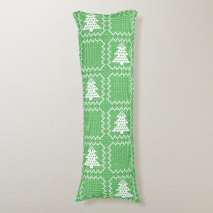 Cosy Christmas tree ugly sweater chequered pattern Body Cushion