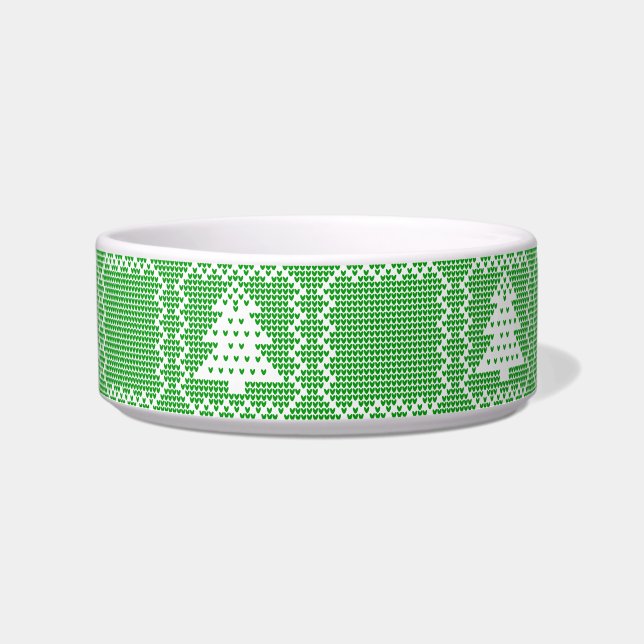 Cosy Christmas tree ugly sweater chequered pattern Bowl (Front)