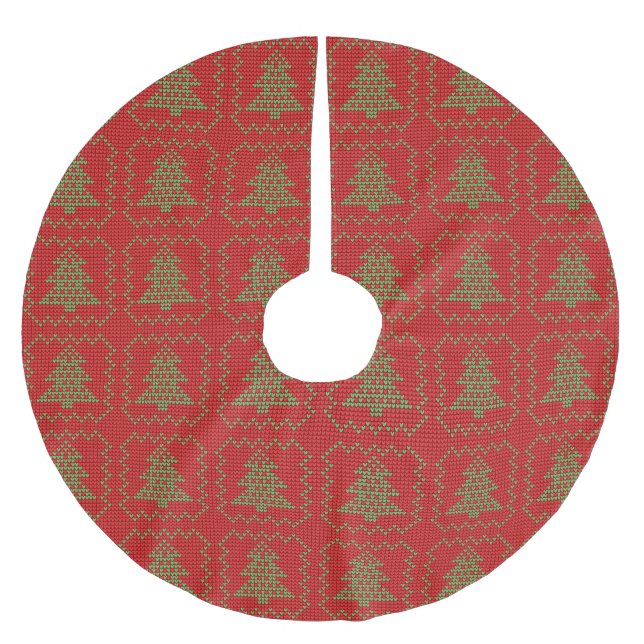 Cosy Christmas tree ugly sweater chequered pattern Brushed Polyester Tree Skirt (Front)