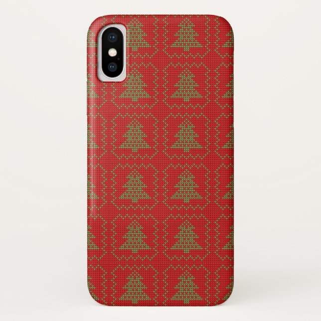 Cosy Christmas tree ugly sweater chequered pattern Case-Mate iPhone Case (Back)