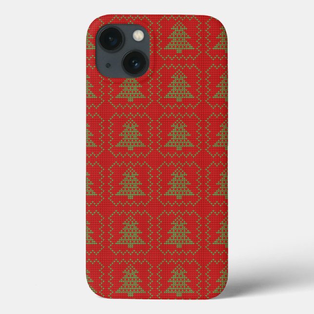 Cosy Christmas tree ugly sweater chequered pattern Case-Mate iPhone Case (Back)