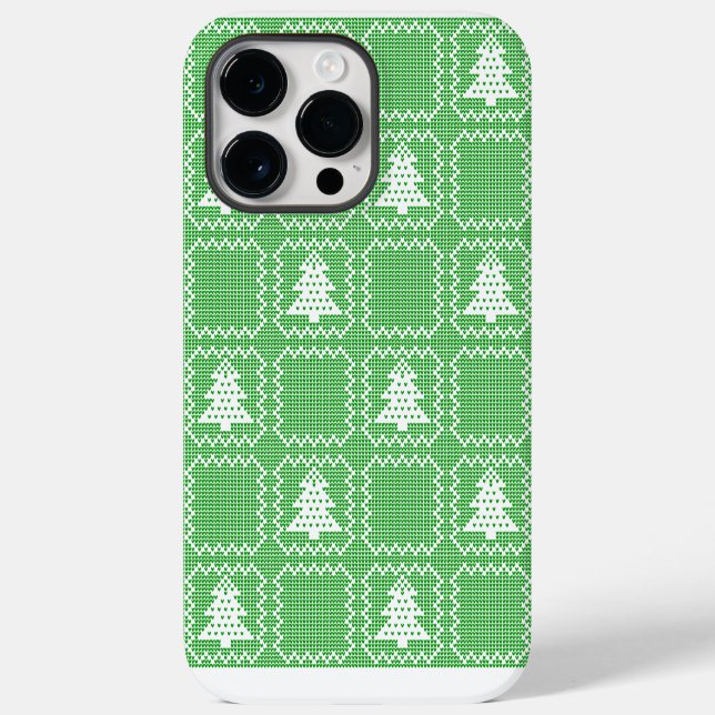 Cosy Christmas tree ugly sweater chequered pattern Case-Mate iPhone Case (Back)