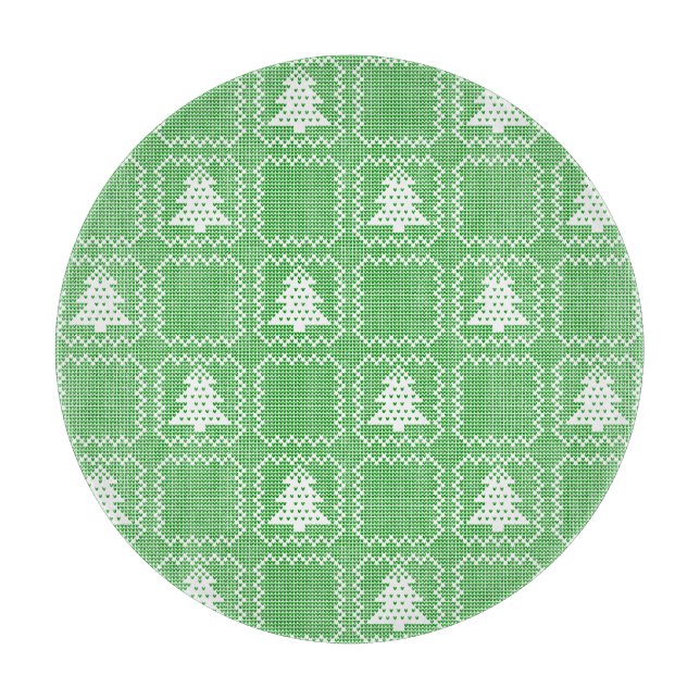 Cosy Christmas tree ugly sweater chequered pattern Cutting Board (Front)